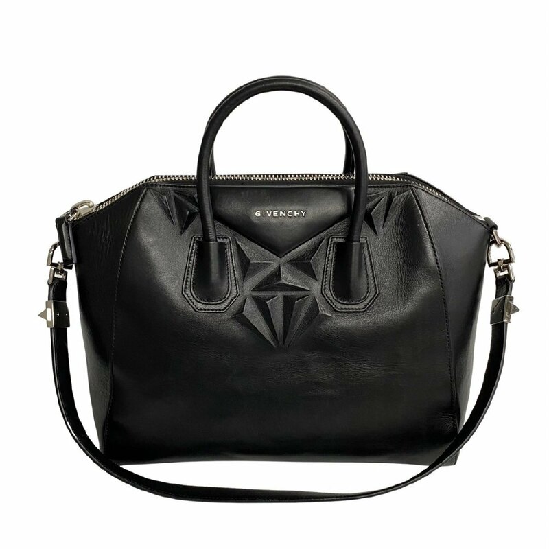 極 美品 GIVENCHY ジバンシィ アンティゴナ ロゴ 金具 レザー 本革 2way ハンドバッグ トートバッグ ショルダーバッグ ブラック 19890