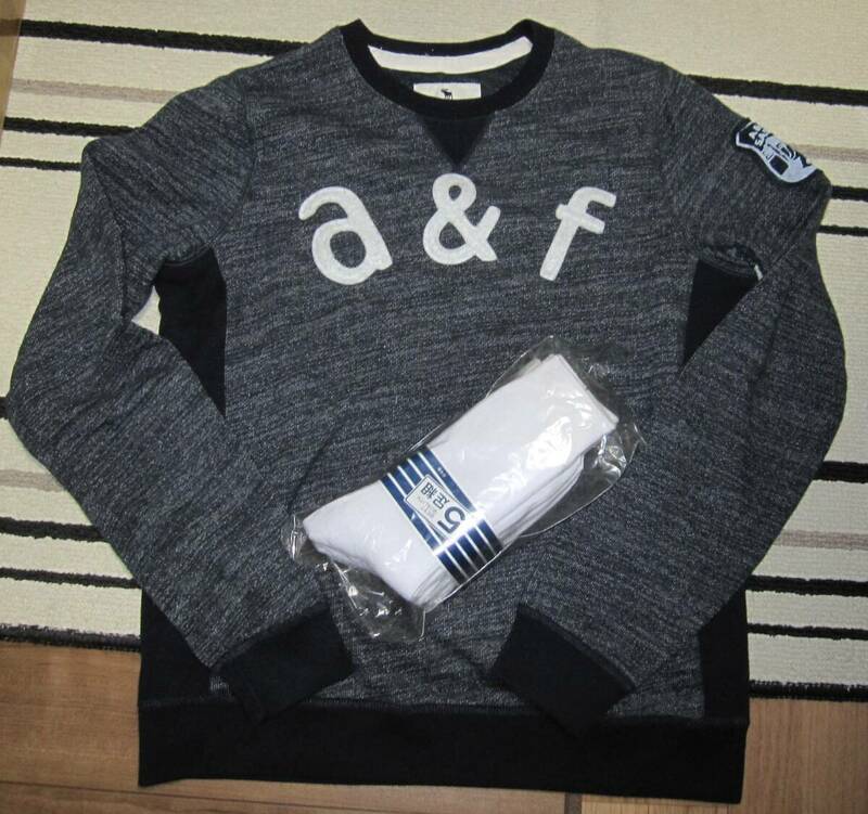 新品白靴下3足おまけつき！アバクロンビー キッズ（abercrombie Kids）☆カットソー・スウェット☆サイズ：15/16☆アバクロ・子供服