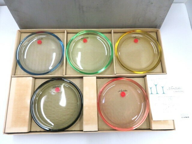 [C007] レア ノリタケ クリスタル ファイン Noritake CRYSTAL カラー ガラス皿 小皿 5色×2枚 計10枚セット ISETAN