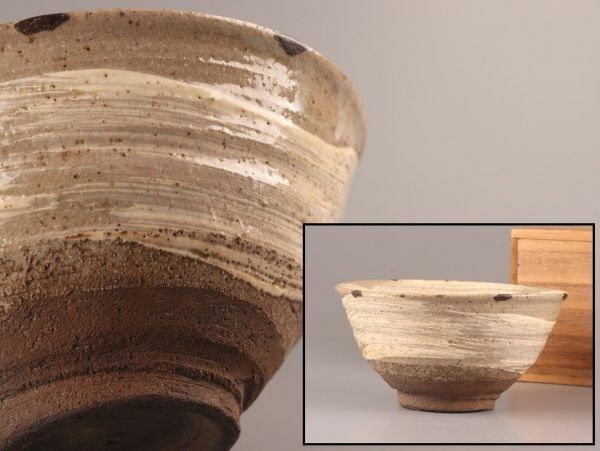 古美術 朝鮮古陶磁器 李朝 刷毛目 茶碗 時代物 極上品 初だし品 C4728