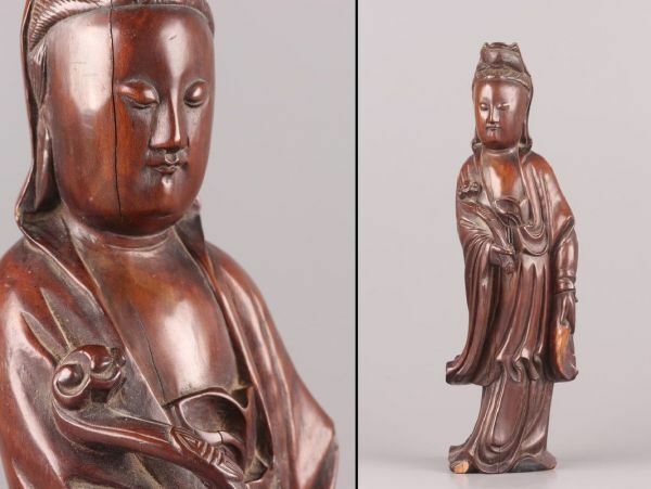 中国古玩 唐物 仏教美術 時代木彫 観音菩薩 仏像 時代物 極上品 初だし品 C5142