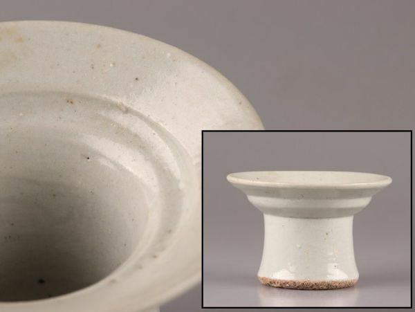 古美術 朝鮮古陶磁器 李朝 白磁 杯台 時代物 極上品 初だし品 C5108