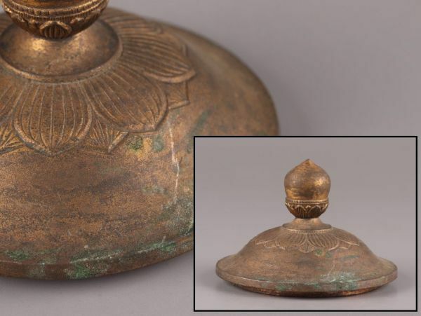 仏教美術 古銅造 経筒 蓋 時代物 極上品 初だし品 C5102