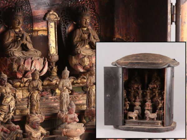 仏教美術 時代木彫 仏像 厨子 時代物 極上品 初だし品 C5100