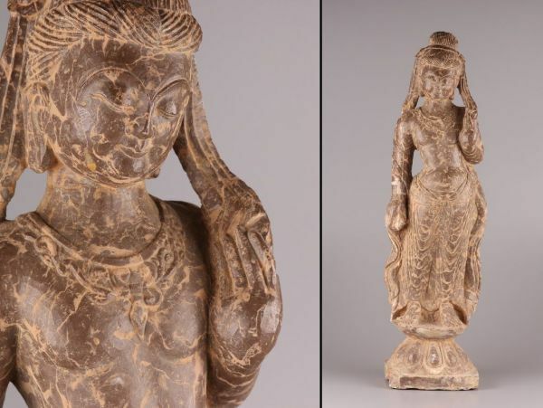 中国古玩 唐物 仏教美術 石仏 仏像 25kg 時代物 極上品 初だし品 C5172