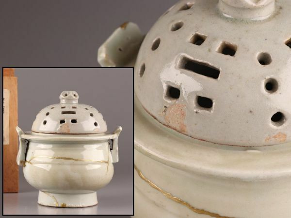 古美術 朝鮮古陶磁器 李朝 白磁 香炉 時代物 極上品 初だし品 C5339