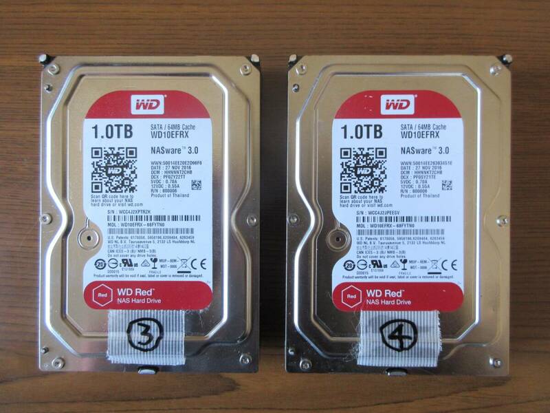 【中古】Western Digital WD Red WD10EFRX 1TB 2個セット