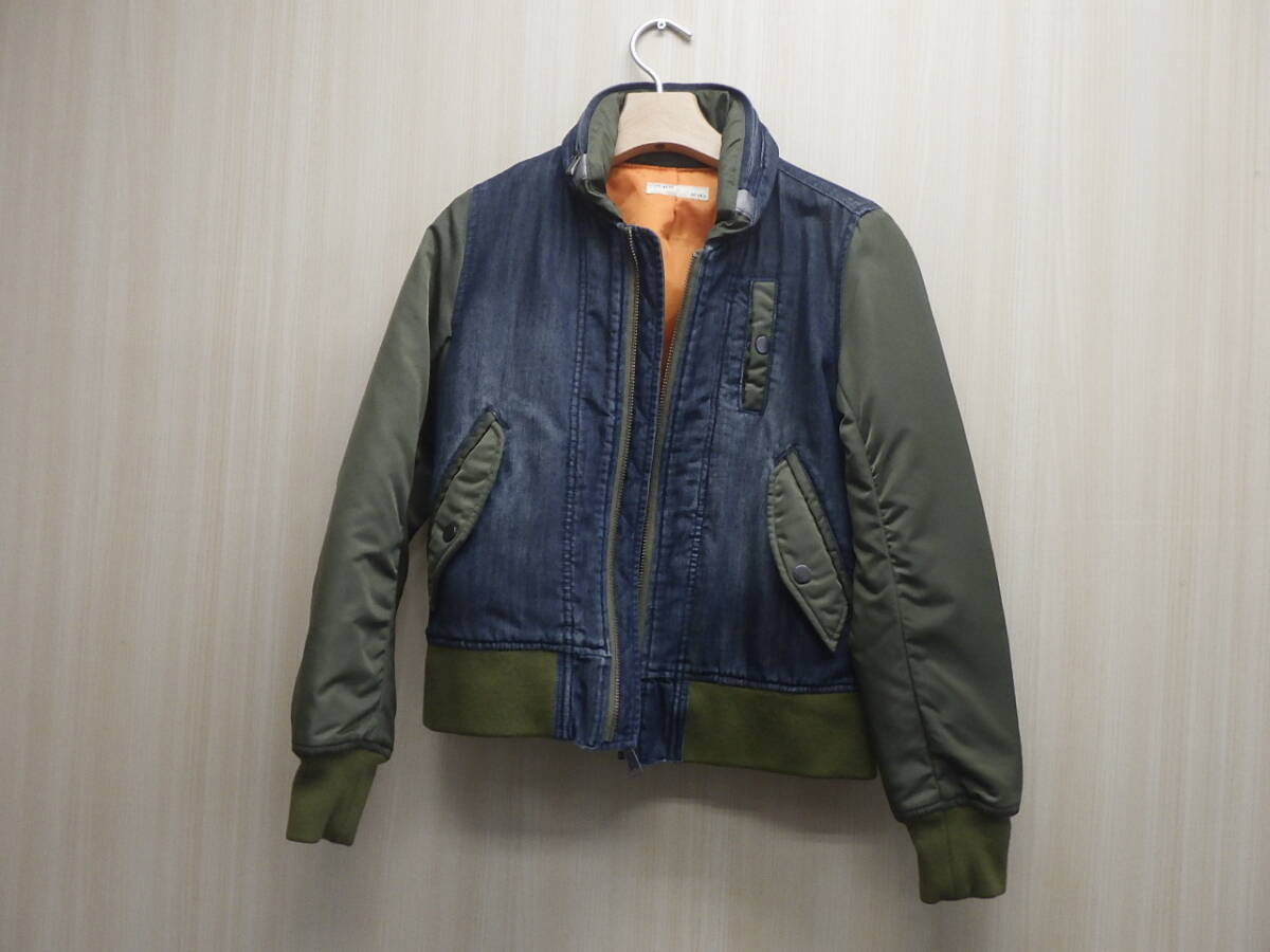 美品 AVIREX デニム MA-1 ブルゾン フード付き Sサイズ
