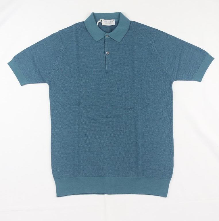 新品 John Smedley ジョンスメドレー 最高級メリノウール ポロシャツ　Sサイズ BLUE TIDE/IND