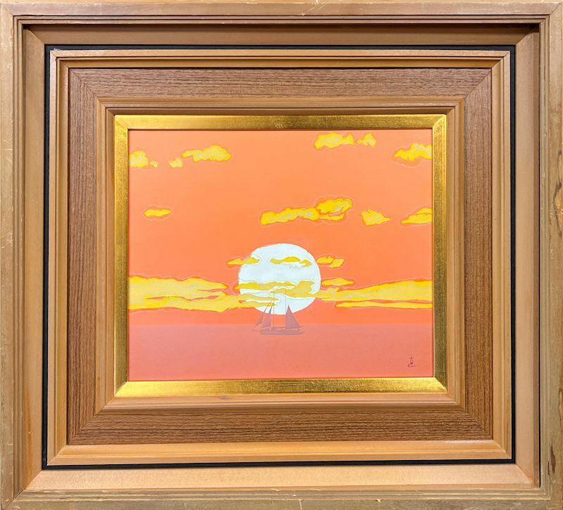 【FCP】 真作保証 鎮西直秀 油彩画３号 「A sunset」現代洋画精鋭選抜展審査員