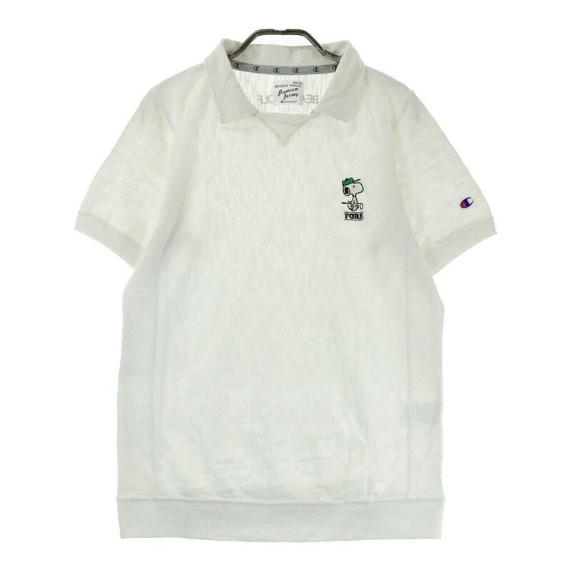 BEAMS GOLF ビームスゴルフ ×Champion 襟付き半袖Tシャツ スヌーピー刺繍 ホワイト系 MEDIUM [240101045545] ゴルフウェア メンズ