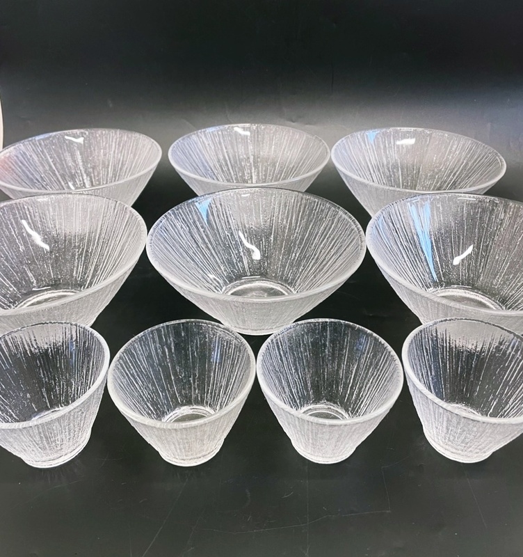 ガラスボウル 大小 ガラス食器 クリスタル ガラス サラダボウル ボウル皿 鉢 小鉢 クリア セット皿 大６客 小４客
