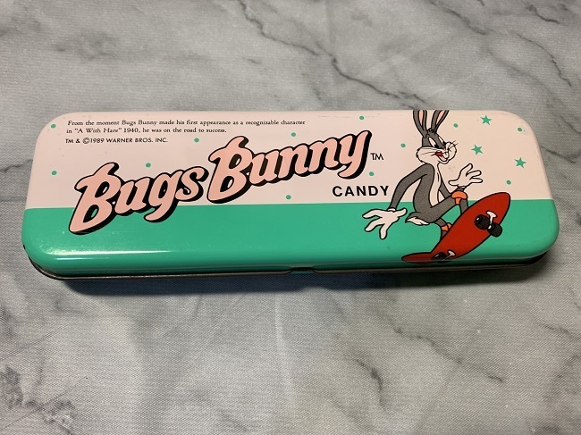 バッグス・バニー　Bugs Bunny　1989年　キャンディの空缶/ルーニー・テューンズ/ロッテ/カンペンケース/レトロ/中古