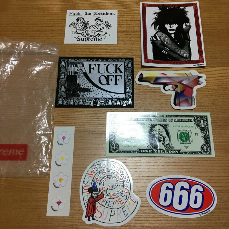 新品 Supreme Sticker 8枚セット シュプリーム ステッカー FUCK OFF 666 1ドル レア