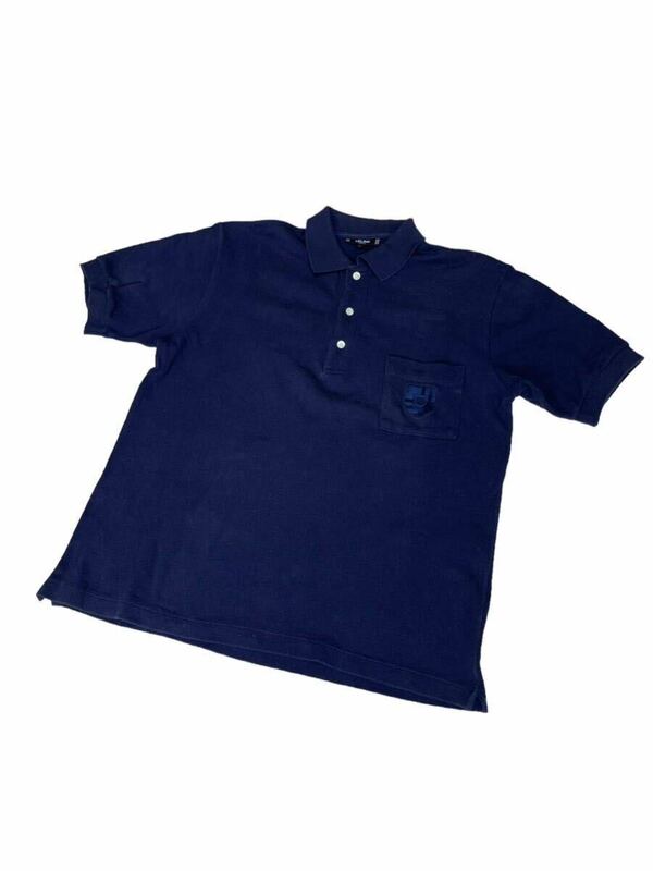 【CELINE】ポロシャツ　フランス製　ネイビー　ブルー　メンズ　L コットン