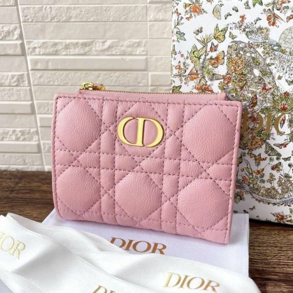 現行 極美品 ディオール ダリア ウォレット コンパクト 二つ折り 財布 ピンク