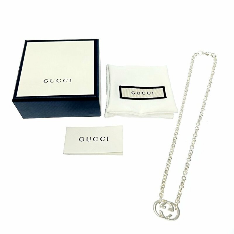 【箱付き】 GUCCI グッチ シルバー インターロッキングG ネックレス 28.0g 925刻印 249278 ネックレス