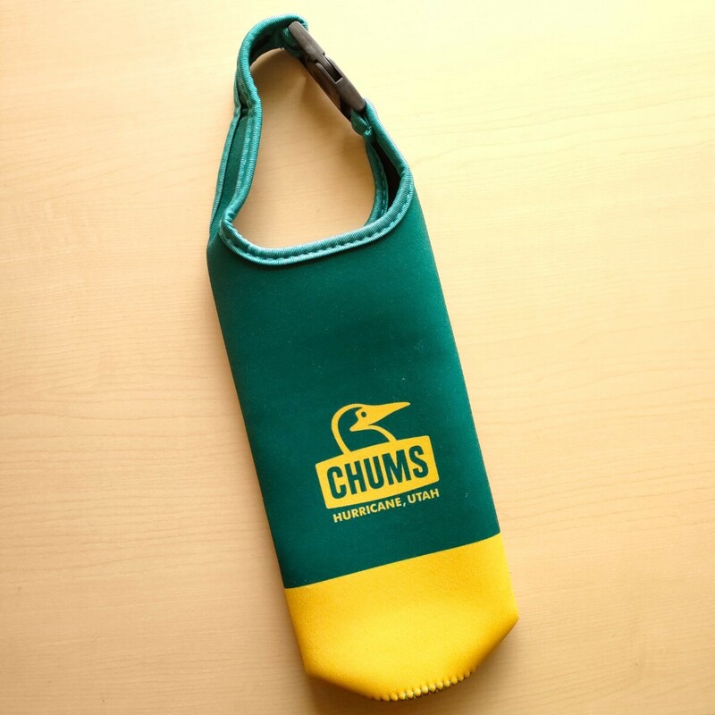 チャムス　カバンに下げられるペットボトルホルダー　バイカラー　イエロー×グリーン ペットボトルケース CHUMS