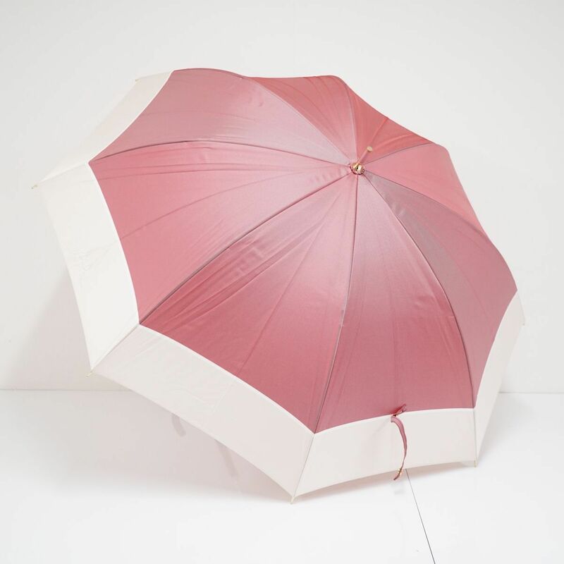 傘 POLO RALPH LAUREN ポロ ラルフ ローレン USED美品 バイカラー ロゴ刺繍 ピンク グラス骨 軽量 高級 58cm T A0362