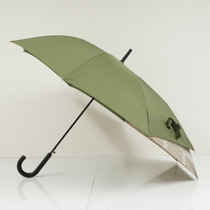 傘 bPr BEAMS ビームス USED品 バックパックを濡らさない傘 バンダナプリント グリーン カーキ ジャンプ 60cm KR A0389