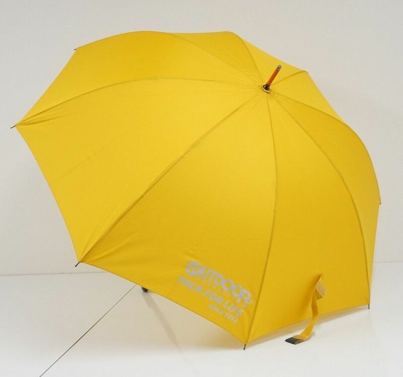 傘 OUTDOOR PRODUCTS アウトドアプロダクツ 紳士耐風傘 USED品 イエロー ロゴ ジャンプ 大判 65cm C A0417