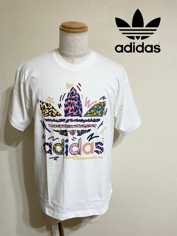 【新品】 adidas originals LOVEUNI TRFT TEE アディダス オリジナルス ビッグロゴ クルーネック Tシャツ トップス サイズL 半袖 白 HC3076