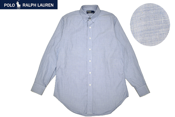 Y-6733★送料無料★Polo by Ralph Lauren ポロ ラルフローレン★メンズ 正規品 ブルー青色 長袖 タブカラー ドレス シャツ 39-82