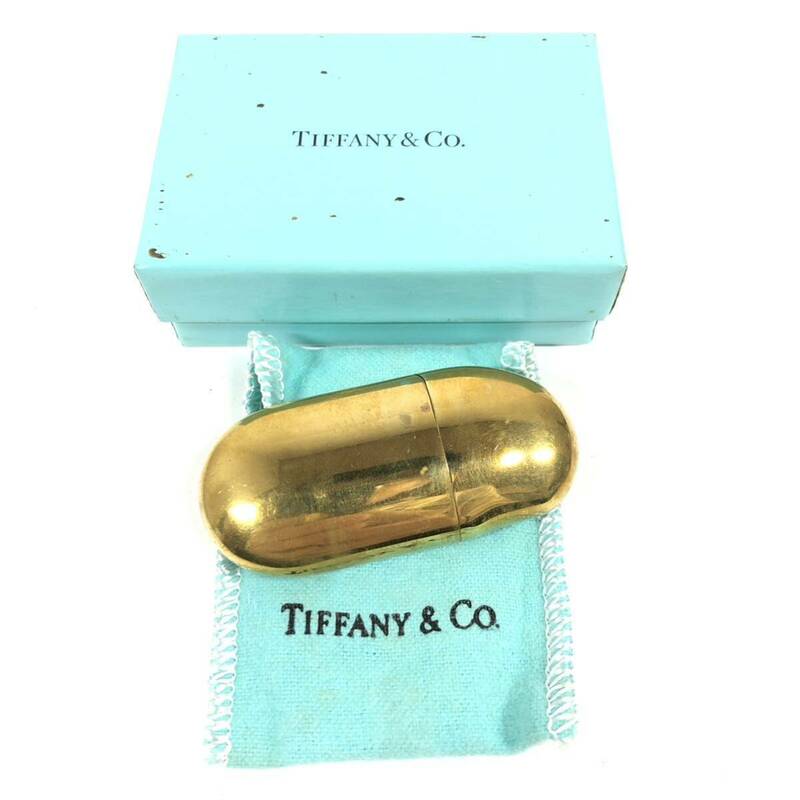 【ティファニー】本物 TIFFANY&Co. ライター ビーン 火花確認 着火未確認 エルサペレッティ オイルライター 1982 真鍮製 箱付き 送料520円