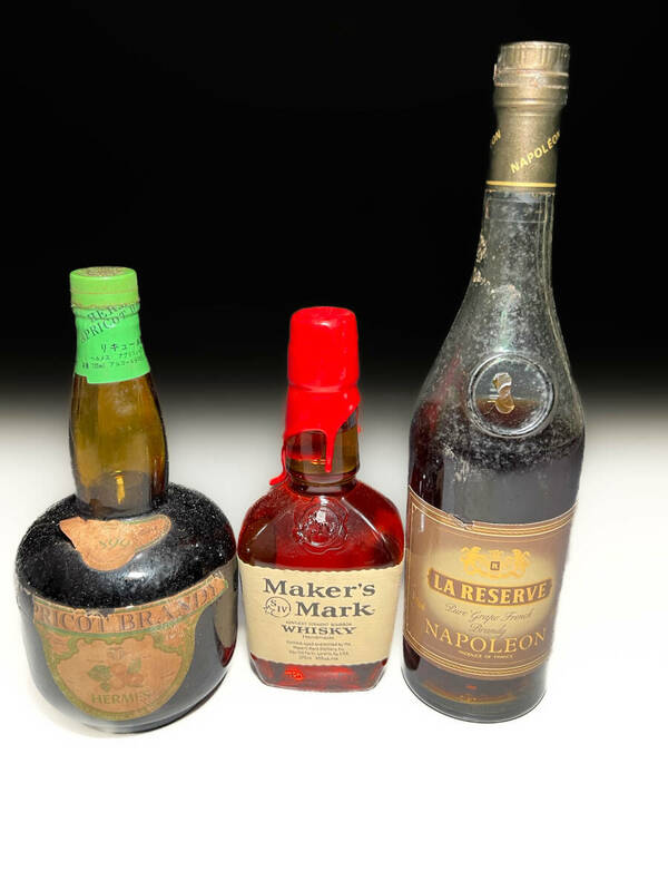 [即決]■1960s ブランデー BRANDY メーカーズマークウイスキーWHISKY NAPOLEON ナポレオンRESERVE古酒旧酒従価特級オールドボトル HERMES