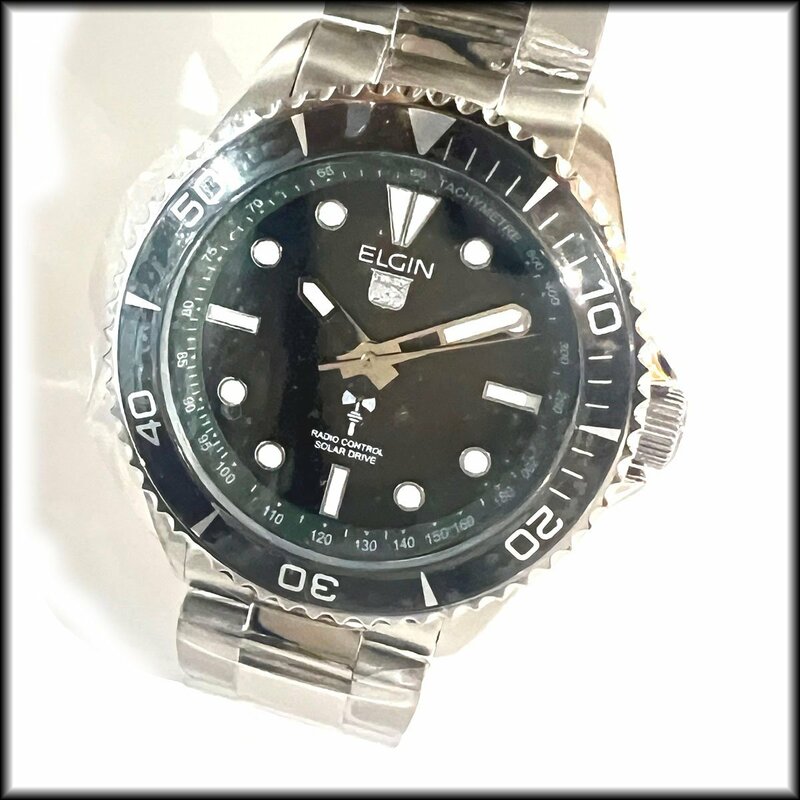 新品◆エルジン◆ELGIN ソーラー電波時計 FK1427S-GRP グリーン文字盤 メンズ腕時計