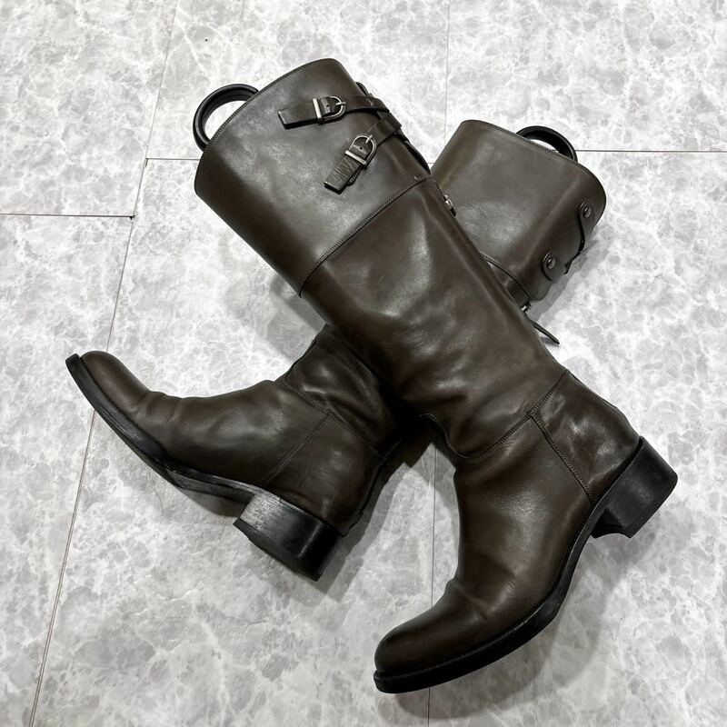 N ＊ イタリア製 '高級感溢れる' SARTORE サルトル 本革 ロング ヒール ブーツ 革靴 ブーティー EU37 23.5cm レディース シューズ BROWN