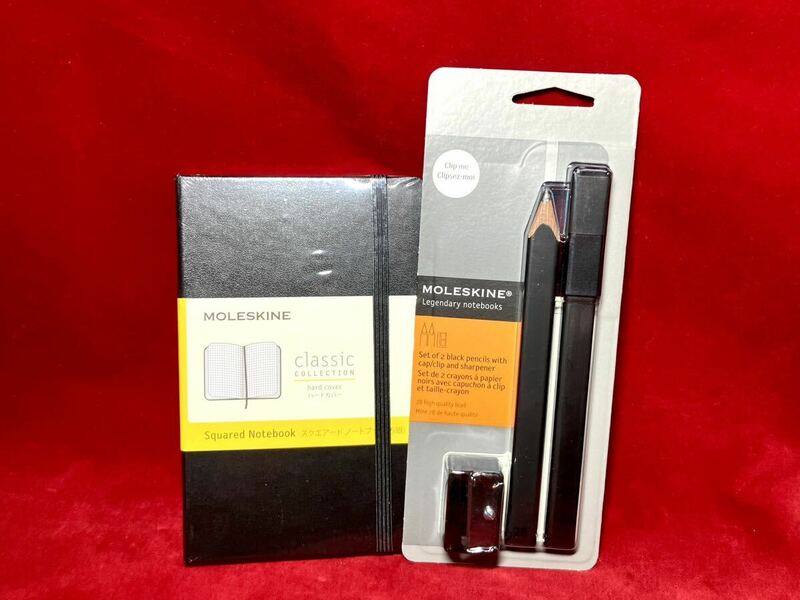 廃盤 MOLESKINE モレスキン 高品質 2B 鉛筆2本セット&シャープナー 手帳 おまけ付 筆記具 文具 文房具 鉛筆