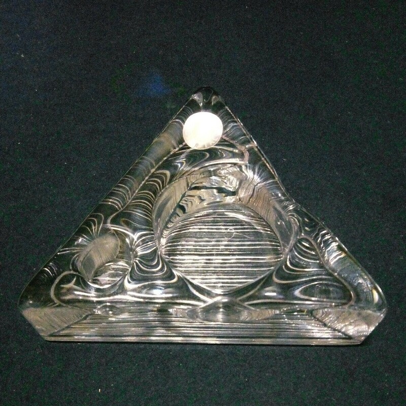 SASAKI CRYSTAL 佐々木硝子 ガラス工芸 置物 小物入れ 三角形 約10×12cm 厚さ約4cm インテリア オブジェ