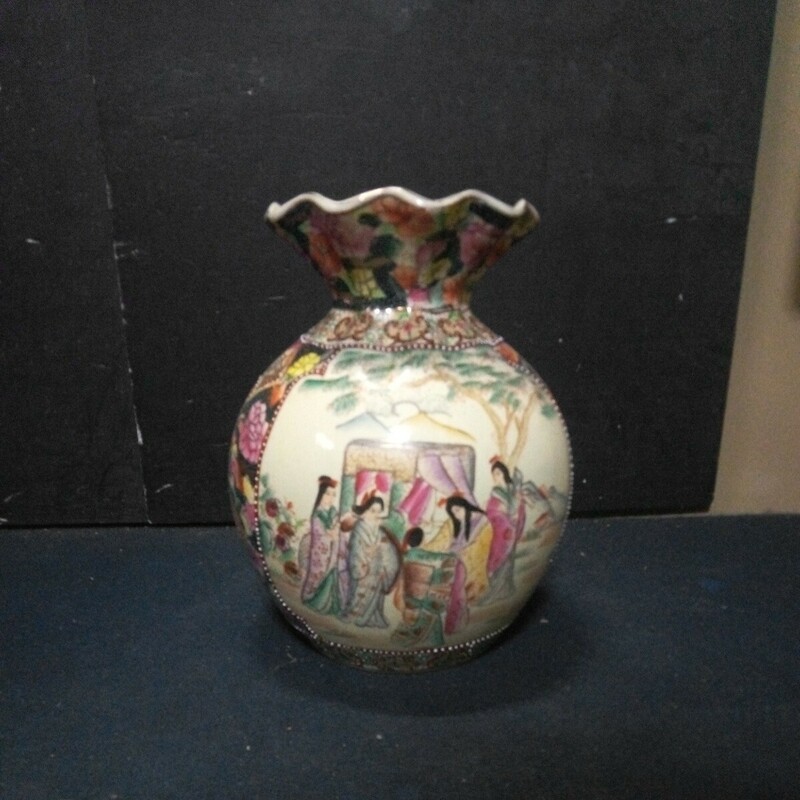 陶器 花器 花瓶 壺 フラワーベース 色絵 中国風 高さ約30cm 花瓶口約16cm 置物 オブジェ インテリア