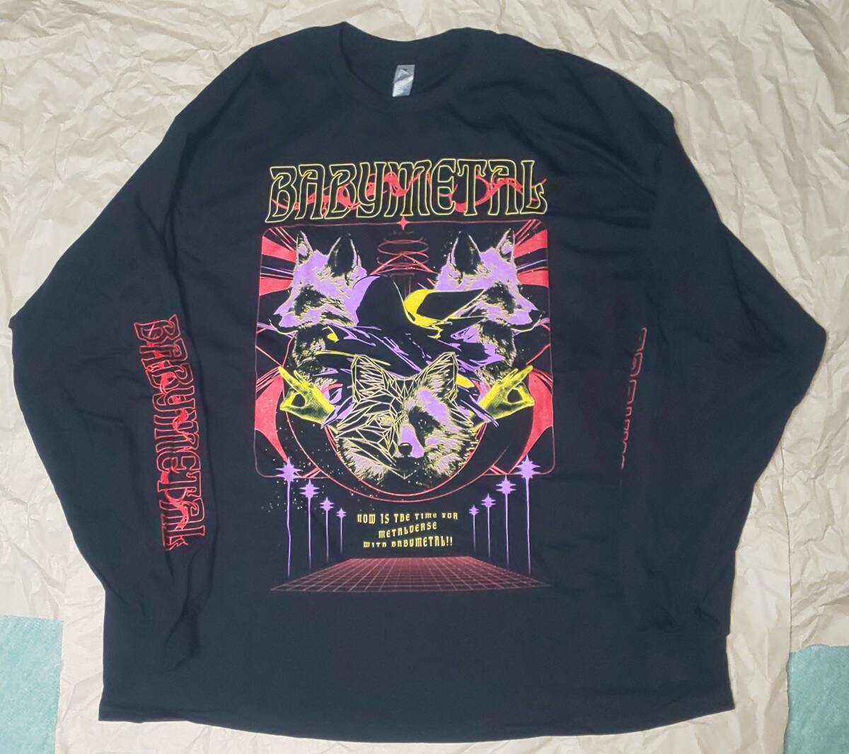 新品未使用 BABYMETAL COLORFUL FOXES LONG SLEEVE TEE ロングスリーブTシャツ 2XLサイズ USツアー公式物販 ベビーメタル ベビメタ ロンT