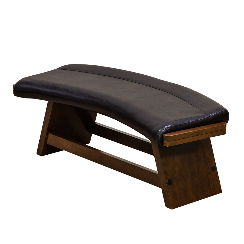 ダイニングベンチ 120cm幅 長椅子 天然木製 合皮シート 扇形 半円 PVC LT-02 ダークブラウン(DBR)