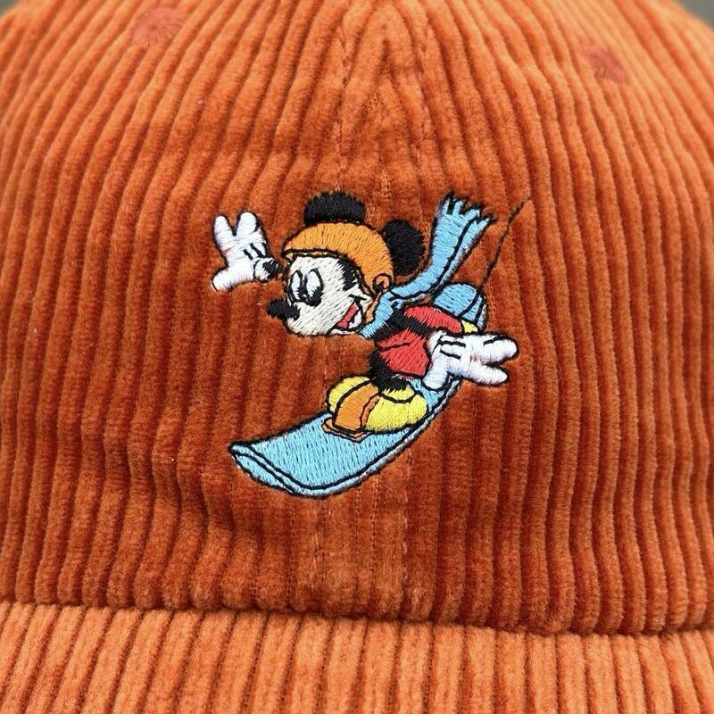 美品 Disney ディズニー ミッキー コーデュロイ キャップ 帽子 トモクニ 橙 オレンジ スノボースノーボード 古着 メンズ レディース キッズ