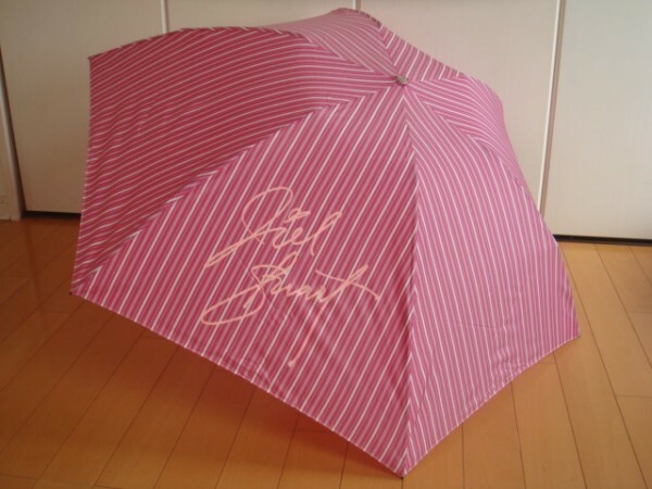 ☆新品☆ジルスチュアート/折りたたみ傘雨傘/軽量UV付き/ストライプ濃いピンク