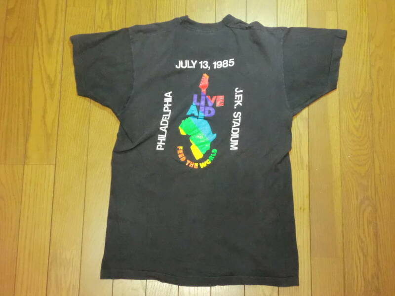 激レア ビンテージ USA製 SEE FACTORxLIVE AID 1985 コラボ Tシャツ L 黒 クイーン フレディ・マーキュリー ライブエイド
