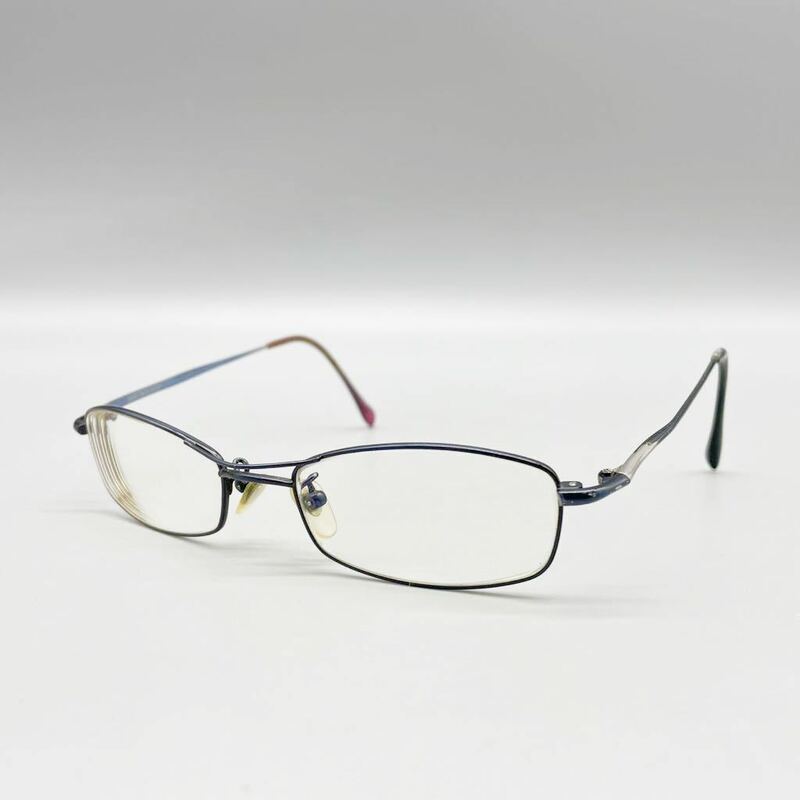DUNLOP ダンロップ メガネ 眼鏡 メタル フレーム 金属 フルリム ブルー メタリック ネイビー スクエア型 レンズ 度入り 51□19-140 メンズ