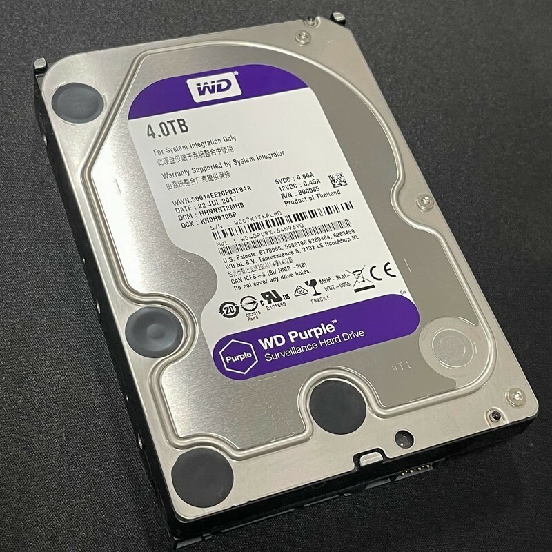 @SM667 新春セール 秋葉原万世商会 良品 Western Digital HDD 4TB WD Purple MDL:WD40PURX 5400RPM 使用頻度低