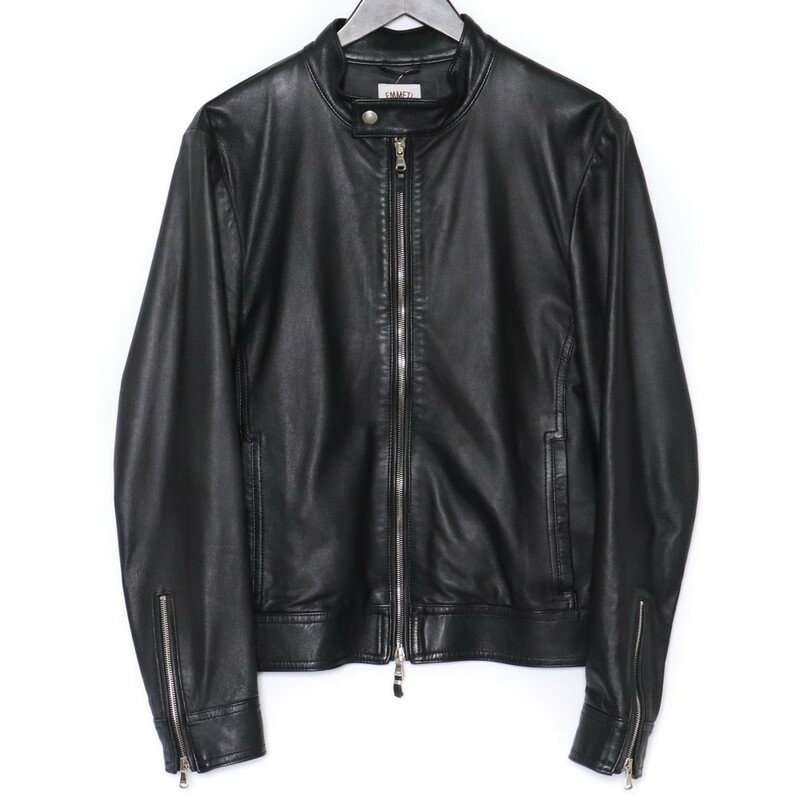 EMMETI ラムスキンレザーシングルライダースジャケット サイズ46 ブラック エンメティー シープ leather riders jacket