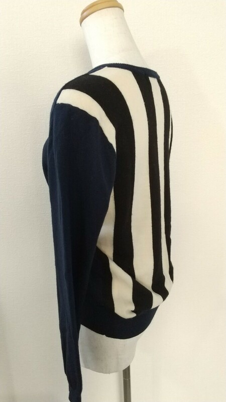 ShipJETBlue　シップス　セーター　毛100 ウール　春物　バックストライプ　Vネック　ネイビー　ブラック　ホワイト　Sサイズ　長袖