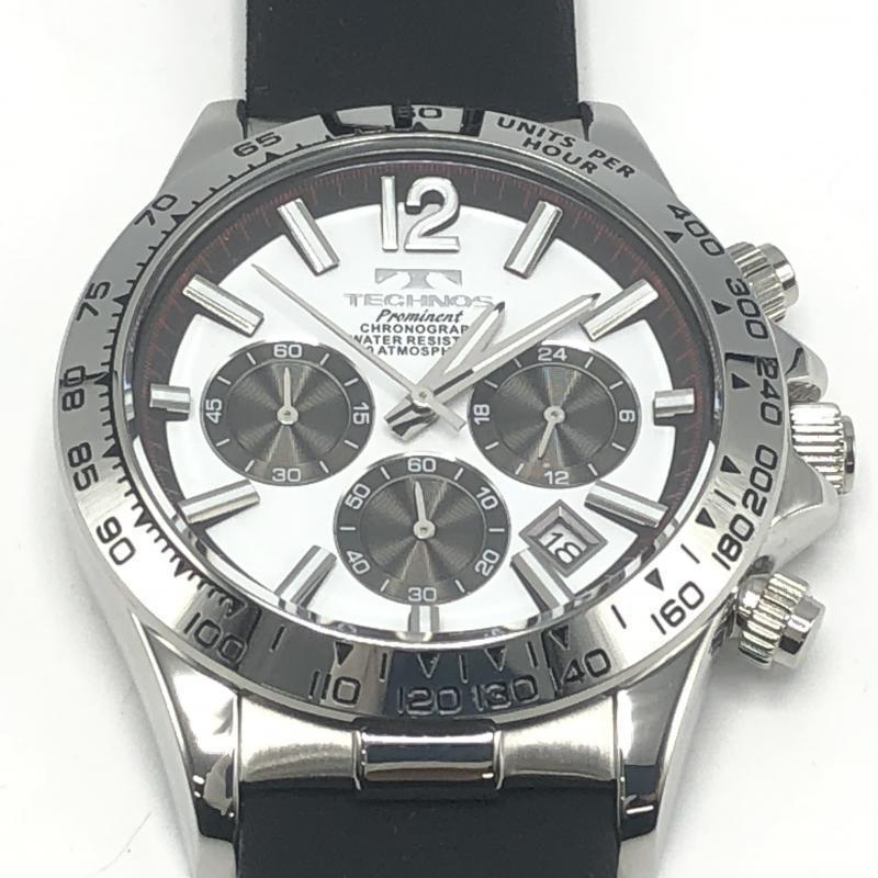 【中古】TECHNOS TP0801SW 腕時計 ブラック ホワイト シルバー テクノス[240010423059]