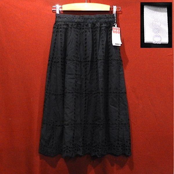 新品 DoCLASSE ドゥクラッセ 刺繍 柄スカート イージースカート デザインスカート 黒 9 / M 未使用
