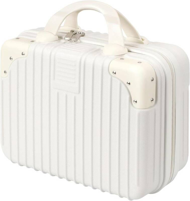 送料無料★ミニスーツケース 化粧箱 スーツケース ハンドバッグ 機内持込 携帯 小格納 超軽量 耐久性 防水 旅行(ホワイト 30.5×23×15cm)