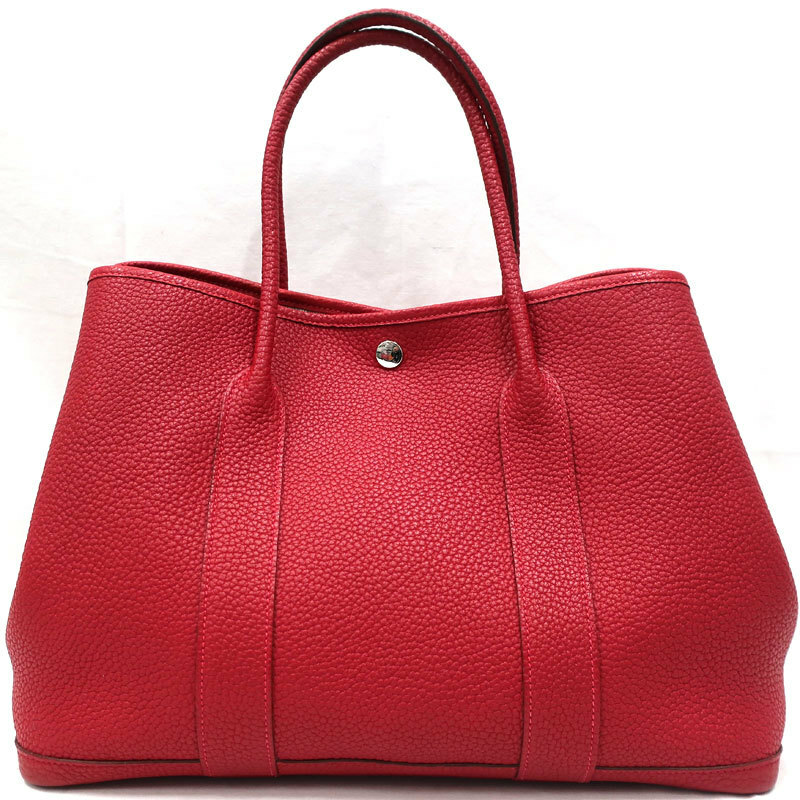 【美品】【美品】HERMES／エルメス　ガーデンパーティＰＭ　ネゴンダ　ルージュカザック　T刻印　トートバッグ　500100195