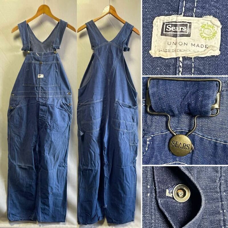 1960s SEARS Denim Overall Made in Usa Size 38/40