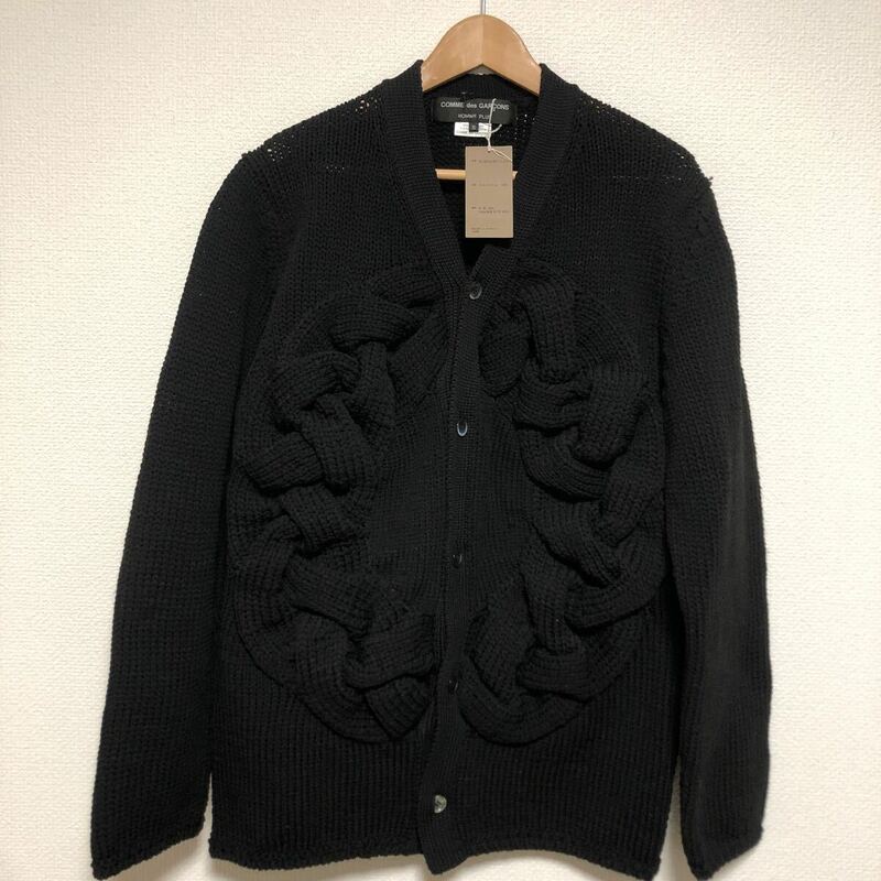 23aw COMME des GARCONS HOMME PLUS 2023AW 「ASYMMETRY CABLE CARDIGAN BLACK」カーディガン　ブラック　Mサイズ