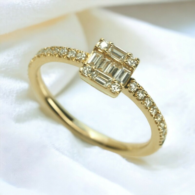 BELLESIORA　ベルシオラ スクエアコレクション リング　指輪　ダイヤモンド 0.24ct 18金イエローゴールド K18YG 7号 